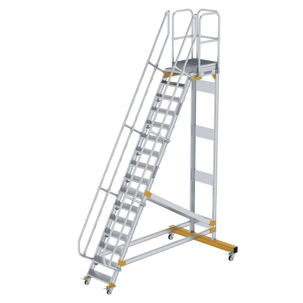Plattformtreppe 60&deg; fahrbar Stufenbreite 600 mm 16 Stufen