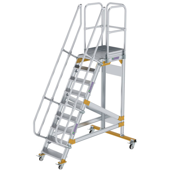 Plattformtreppe 60&deg; fahrbar Stufenbreite 600 mm 9 Stufen