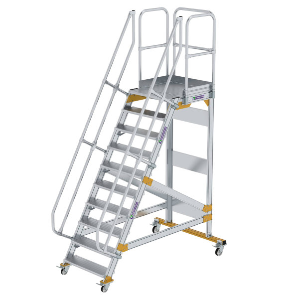 Plattformtreppe 60&deg; fahrbar Stufenbreite 800 mm 10 Stufen