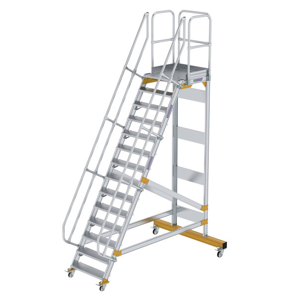 Plattformtreppe 60&deg; fahrbar Stufenbreite 800 mm 14 Stufen