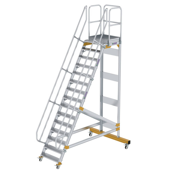 Plattformtreppe 60&deg; fahrbar Stufenbreite 800 mm 15 Stufen