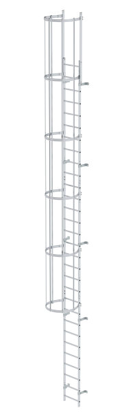Einz&uuml;gige Steigleiter mit R&uuml;ckenschutz (Bau) Aluminium blank 9,60m