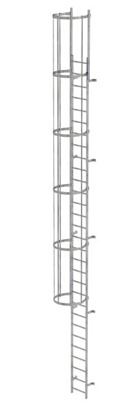 Einz&uuml;gige Steigleiter mit R&uuml;ckenschutz (Bau) Stahl verzinkt 9,60m