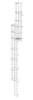 Mehrzügige Steigleiter mit Rückenschutz (Bau) Aluminium blank 12,96m