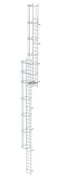 Mehrz&uuml;gige Steigleiter mit R&uuml;ckenschutz (Bau) Aluminium blank 14,64m