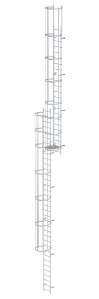 Mehrz&uuml;gige Steigleiter mit R&uuml;ckenschutz (Bau) Aluminium blank 15,48m