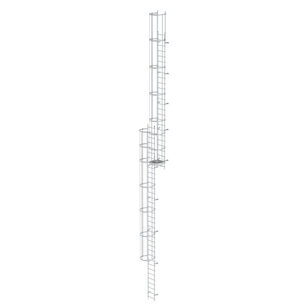 Mehrz&uuml;gige Steigleiter mit R&uuml;ckenschutz (Bau) Aluminium blank 16,32m