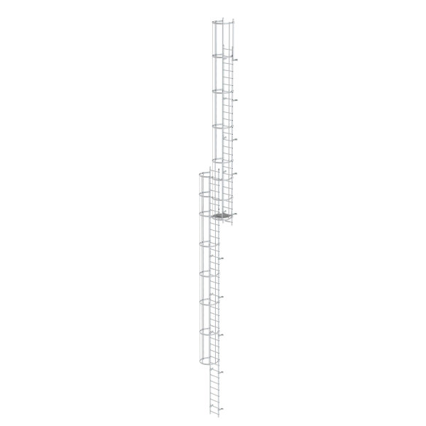 Mehrz&uuml;gige Steigleiter mit R&uuml;ckenschutz (Bau) Aluminium blank 17,16m