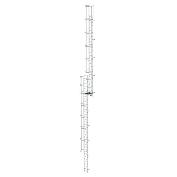 Mehrz&uuml;gige Steigleiter mit R&uuml;ckenschutz (Bau) Aluminium blank 18,28m