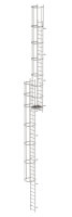 Mehrzügige Steigleiter mit Rückenschutz (Bau) Edelstahl 15,48m