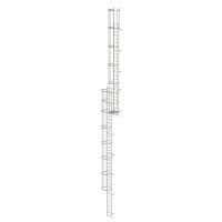 Mehrzügige Steigleiter mit Rückenschutz (Bau) Edelstahl 17,16m