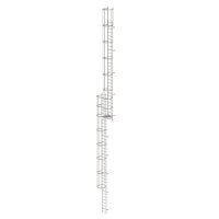 Mehrzügige Steigleiter mit Rückenschutz (Bau) Edelstahl 18,28m