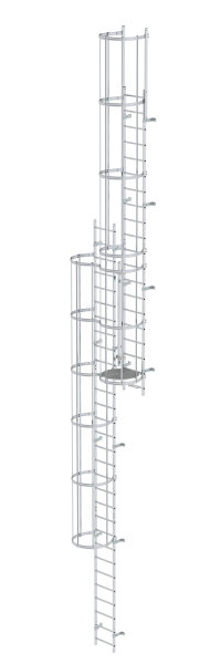 Mehrz&uuml;gige Steigleiter mit R&uuml;ckenschutz (Maschinen) Aluminium blank 12,12m