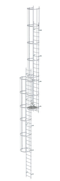Mehrz&uuml;gige Steigleiter mit R&uuml;ckenschutz (Maschinen) Aluminium blank 12,96m
