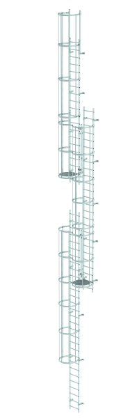 Mehrz&uuml;gige Steigleiter mit R&uuml;ckenschutz (Maschinen) Aluminium blank 16,32m