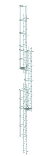 Mehrz&uuml;gige Steigleiter mit R&uuml;ckenschutz (Maschinen) Aluminium blank 17,16m