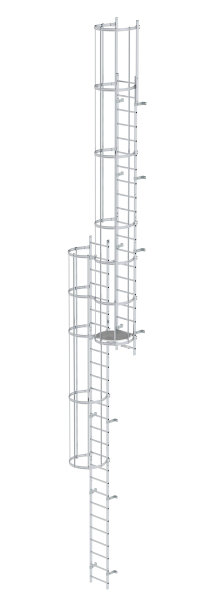 Mehrz&uuml;gige Steigleiter mit R&uuml;ckenschutz (Notleiter) Aluminium blank 12,12m