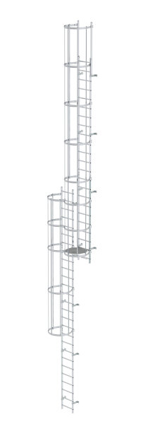 Mehrz&uuml;gige Steigleiter mit R&uuml;ckenschutz (Notleiter) Aluminium blank 12,96m