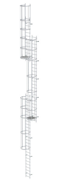 Mehrz&uuml;gige Steigleiter mit R&uuml;ckenschutz (Notleiter) Aluminium blank 15,20m
