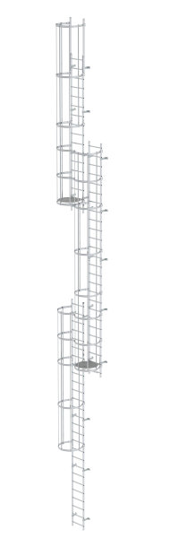 Mehrz&uuml;gige Steigleiter mit R&uuml;ckenschutz (Notleiter) Aluminium blank 15,20m