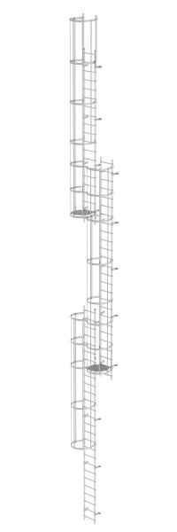 Mehrz&uuml;gige Steigleiter mit R&uuml;ckenschutz (Notleiter) Aluminium blank 17,16m