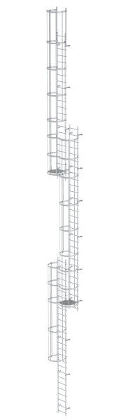 Mehrz&uuml;gige Steigleiter mit R&uuml;ckenschutz (Notleiter) Aluminium blank 18,84m