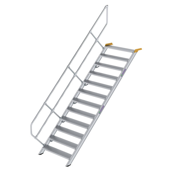 Treppe 45&deg; Stufenbreite 1000 mm 12 Stufen Aluminium geriffelt