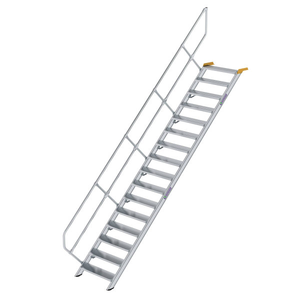 Treppe 45&deg; Stufenbreite 800 mm 16 Stufen Aluminium geriffelt