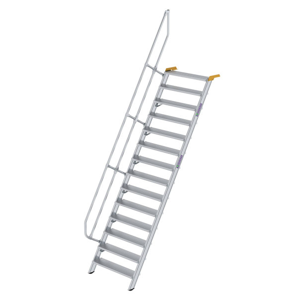 Treppe 60&deg; Stufenbreite 1000 mm 14 Stufen Aluminium geriffelt