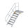 Treppe mit Plattform 45&deg; Stufenbreite 800 mm 7 Stufen Aluminium geriffelt