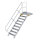 Treppe mit Plattform 45&deg; Stufenbreite 800 mm 9 Stufen Aluminium geriffelt