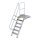 Treppe mit Plattform 60&deg; Stufenbreite 600 mm 6 Stufen Aluminium geriffelt