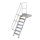 Treppe mit Plattform 60&deg; Stufenbreite 600 mm 7 Stufen Aluminium geriffelt