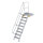 Treppe mit Plattform 60&deg; Stufenbreite 600 mm 9 Stufen Aluminium geriffelt