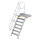 Treppe mit Plattform 60&deg; Stufenbreite 800 mm 7 Stufen Aluminium geriffelt