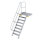 Treppe mit Plattform 60&deg; Stufenbreite 800 mm 8 Stufen Aluminium geriffelt