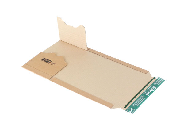 Universalversandverpackung z. Wickeln aus Wellpappe braun (B KL) m. Selbstklebeverschlu&szlig; u. Aufrei&szlig;faden, DIN A5, 217x155x -60 mm, Braun