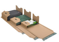 Universalversandverpackung z. Wickeln aus Wellpappe braun (B KL) m. Selbstklebeverschlu&szlig; u. Aufrei&szlig;faden, DIN B5, 274x191x -80 mm, Braun