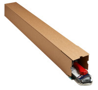 Long BOX "L" Versandverpackung für lange und gerollte Güter aus Wellpappe braun (C KL)m. Selbstklebeverschluß u. Aufreißfaden, DIN B0+, 1165x140x140 mm, Braun