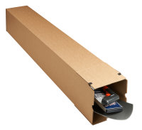 Long BOX "XL" Versandverpackung für lange und gerollte Güter aus Wellpappe braun (C KL)m. Selbstklebeverschluß u. Aufreißfaden, DIN B0+, 1165x190x190 mm, Braun