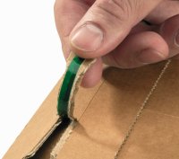 Versandtasche aus Wellpappe braun (E KL) m. Selbstklebeverschlu&szlig; u. Aufrei&szlig;faden, DIN CD, 145x190x -25 mm, Braun