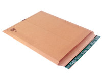 Versandtasche aus Wellpappe braun (E KL) m. Selbstklebeverschluß u. Aufreißfaden, 530x640x -55 mm, Braun