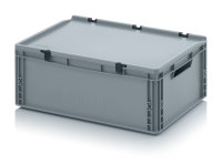 Eurobehälter mit Scharnierdeckel, 600x400x235 mm, Silbergrau