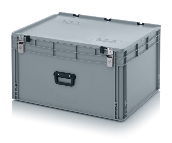 Eurobeh&auml;lter Koffer mit Verschlie&szlig;system 1G, 800x600x435 mm, Silbergrau