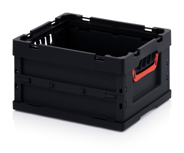 ESD-Faltboxen ohne Deckel, ohne Deckel, 400x300x220 mm, Schwarz
