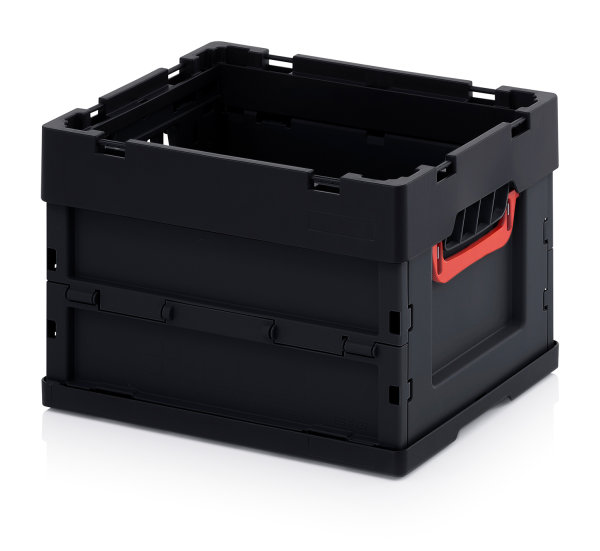 ESD-Faltboxen ohne Deckel, ohne Deckel, 400x300x270 mm, Schwarz