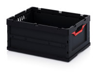 ESD-Faltboxen ohne Deckel, ohne Deckel, 600x400x270 mm, Schwarz