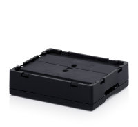 ESD-Faltboxen mit Deckel, mit Deckel, 400x300x270 mm, Schwarz