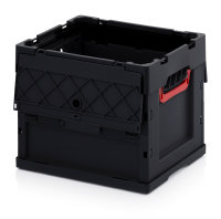 ESD-Faltboxen mit Deckel, mit Deckel, 400x300x320 mm, Schwarz