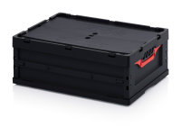 ESD-Faltboxen mit Deckel, mit Deckel, 600x400x220 mm, Schwarz
